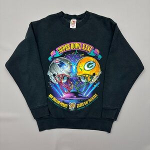 Vtg 1997 Super Bowl XXXI New England Patriots Green Bay Packers Sweatshirt NFL